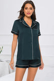 Printed Button Up Short Sleeve Top and Shorts Lounge Set Lingerie & Nightwear