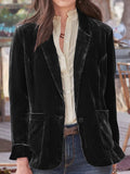 Pocketed Button Up Lapel Collar Blazer 