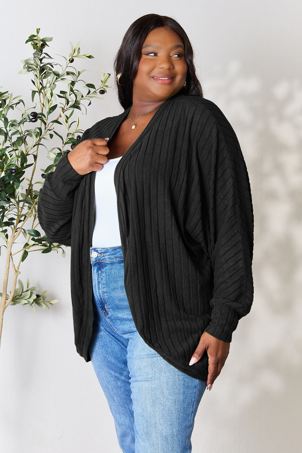 Basic Bae Full Size Ribbed Cocoon Cardigan 