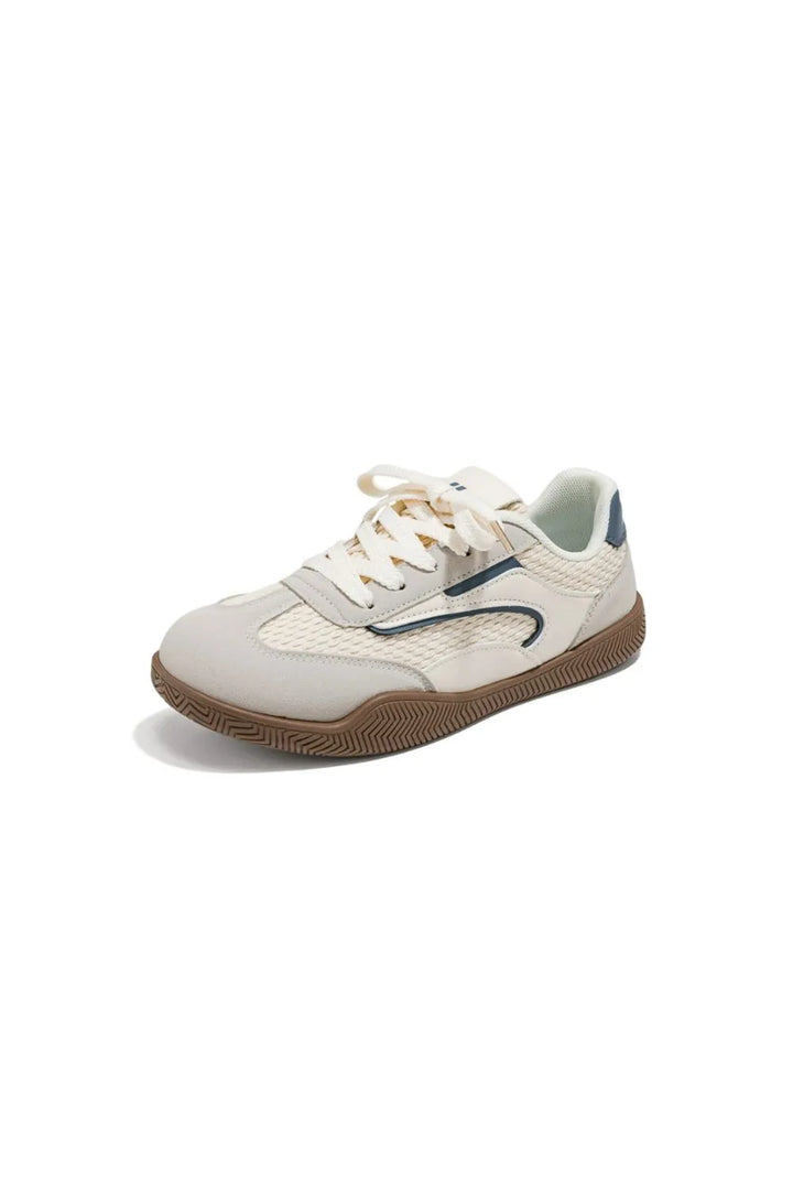 Contrast Round Toe Flat Sneakers 