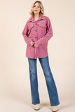 BOMBOM Checkered Button Down Dropped Shoulder Shacket 