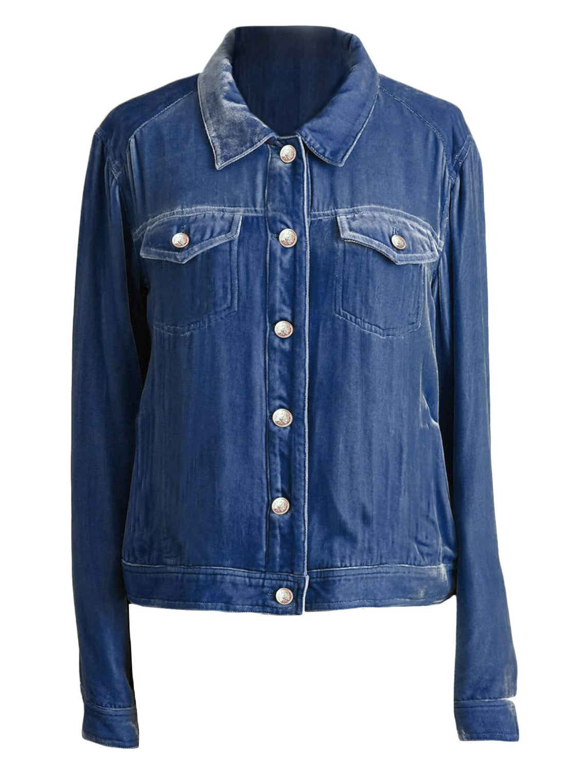 Button Up Long Sleeve Jacket with Chest Pockets 