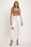 RISEN Full Size Distressed Cropped Straight Jeans 
