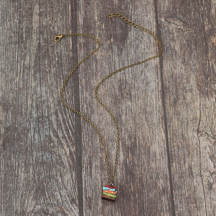 Alloy Books Pendant Necklace 