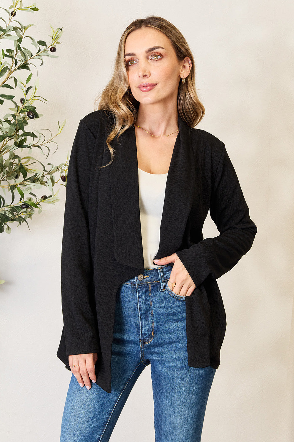Heimish Full Size Open Front Long Sleeve Blazer 