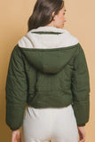 Love Tree Zip Up Cropped Hooded Sherpa Reversible Jacket 