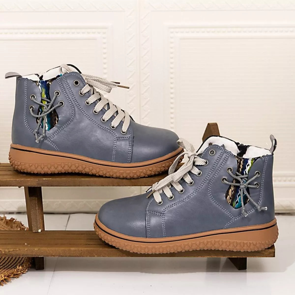 Round Toe Platform Ankle Boots 