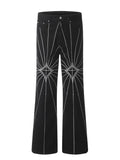Men's Spider Web Embroidered Flared Jeans 