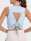 Millennia Drawstring Cutout Round Neck Active Tank 