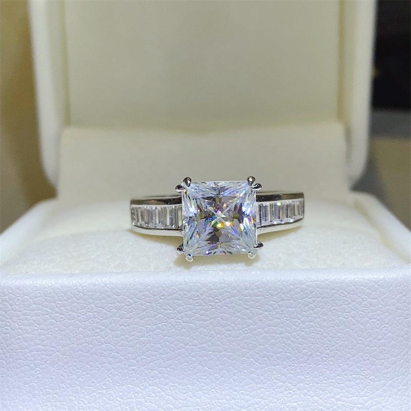 3 Carat Moissanite 925 Sterling Silver Square Shape Ring 