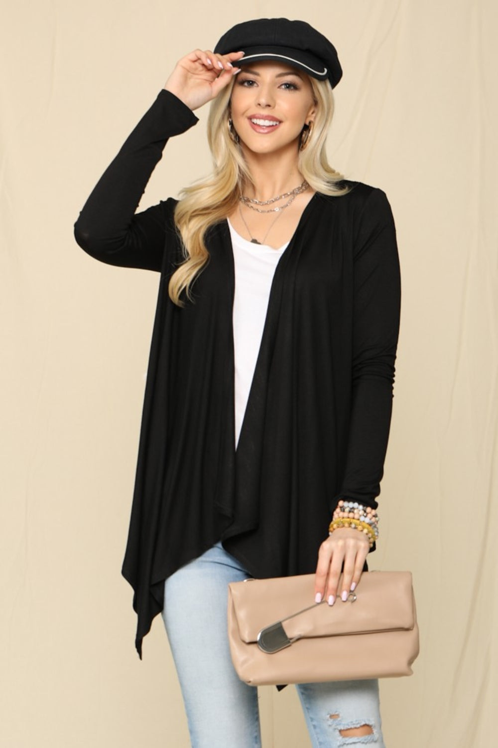 Celeste Full Size Open Front Knit Cardigan 