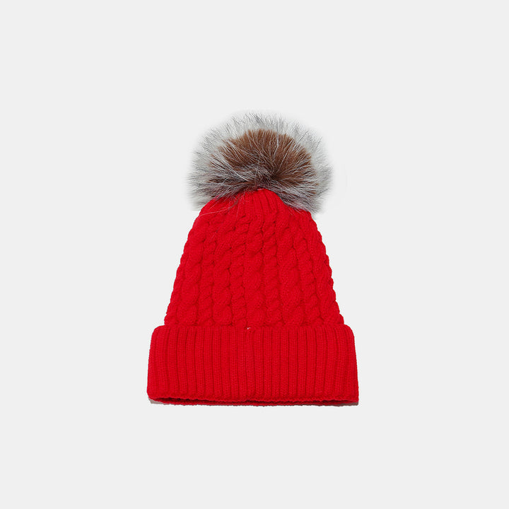 Cable Knit Winter Hat with Pompom 