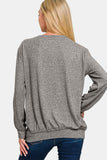Zenana Full Size Melange Round Neck Top 