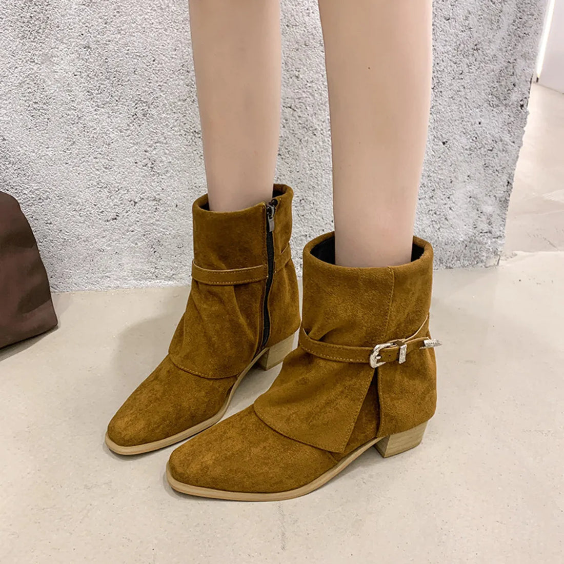 Point Toe Block Heels Boots 
