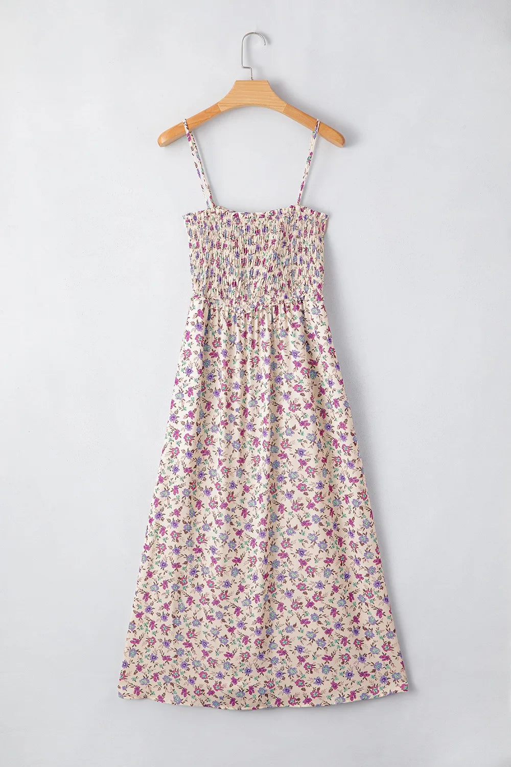 Multicolour Bohemian Ditsy Floral Smocked Fit Flare Sundress 