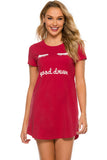 Graphic Round Neck Short Sleeve Lounge Dress 