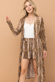 And The Why Snake Print Kimono Open Front Longline Cardigan 