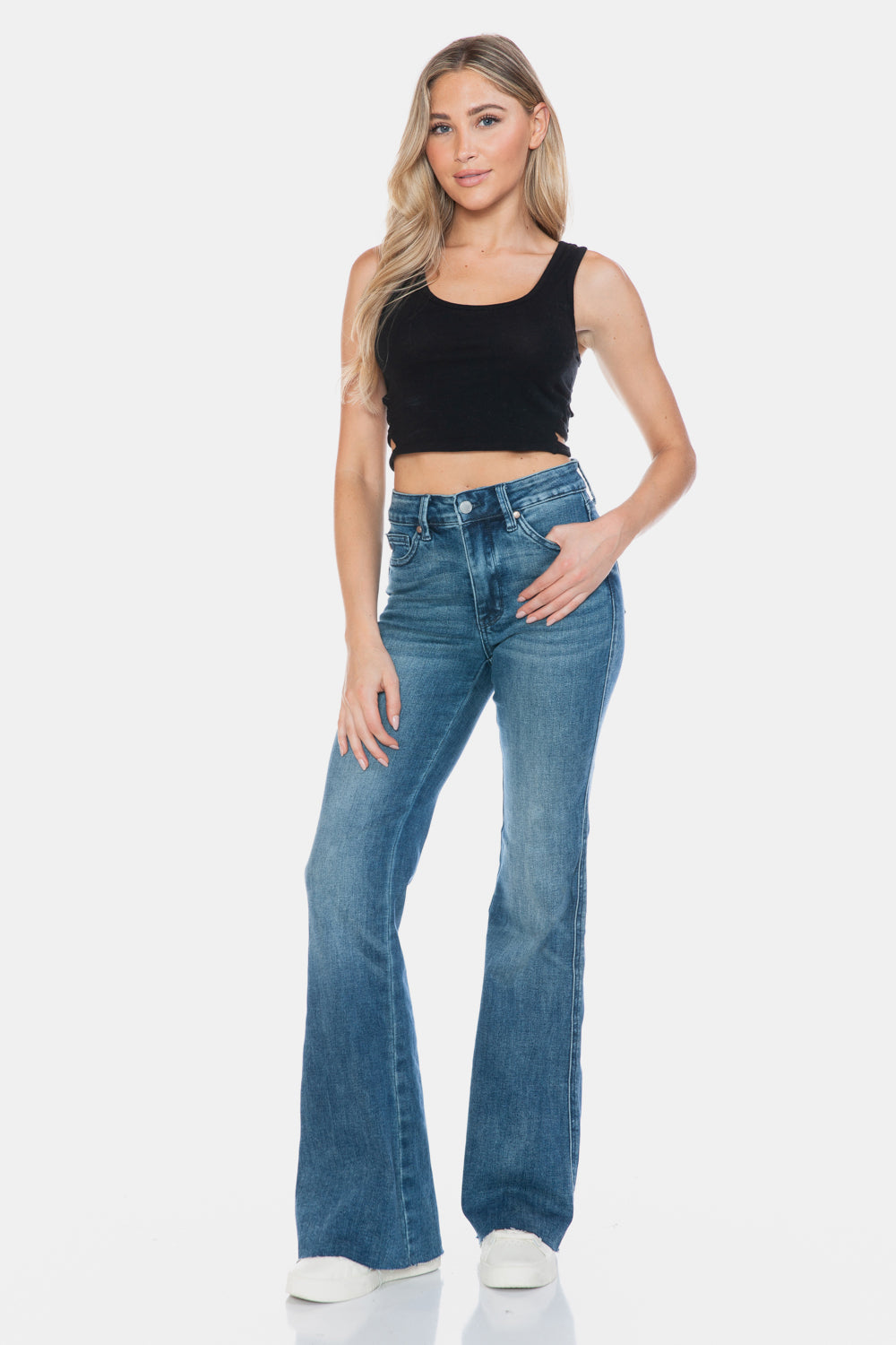 Judy Blue Full Size Tummy Control Cut Hem Flare Jeans 
