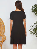 Notched Short Sleeve Mini Lounge Dress 
