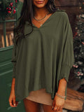 Johnny Collar Three-Quarter Sleeve Blouse 