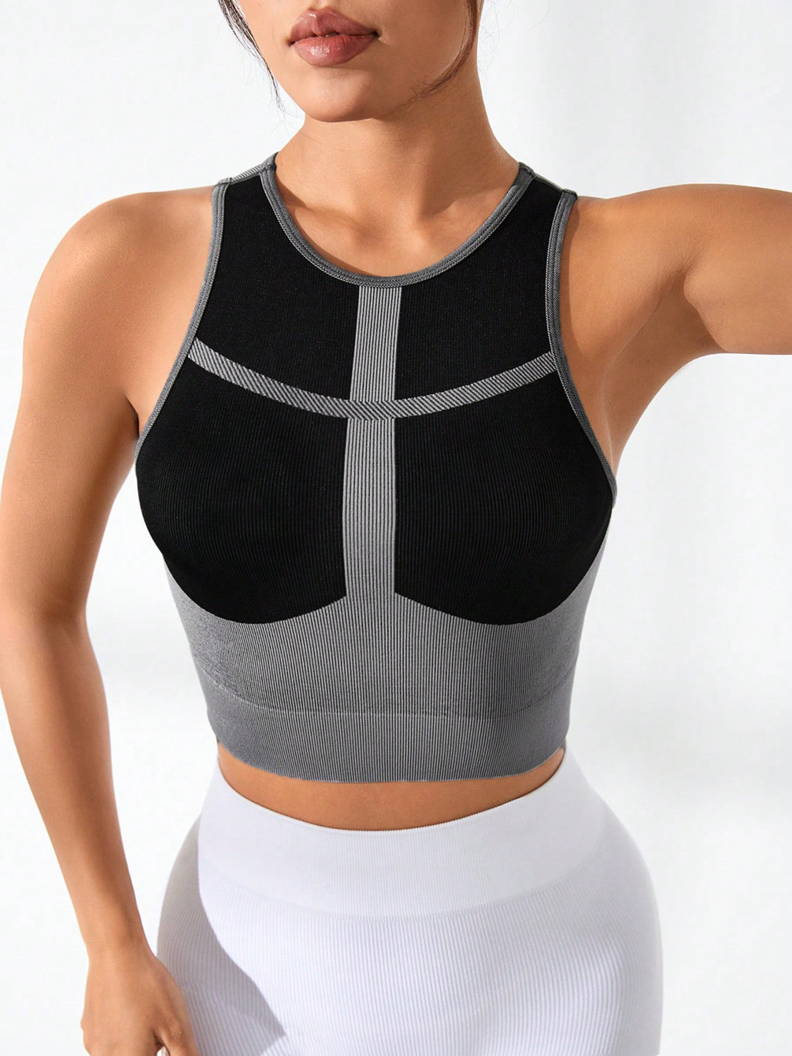 Color Block Round Neck Active Tank 