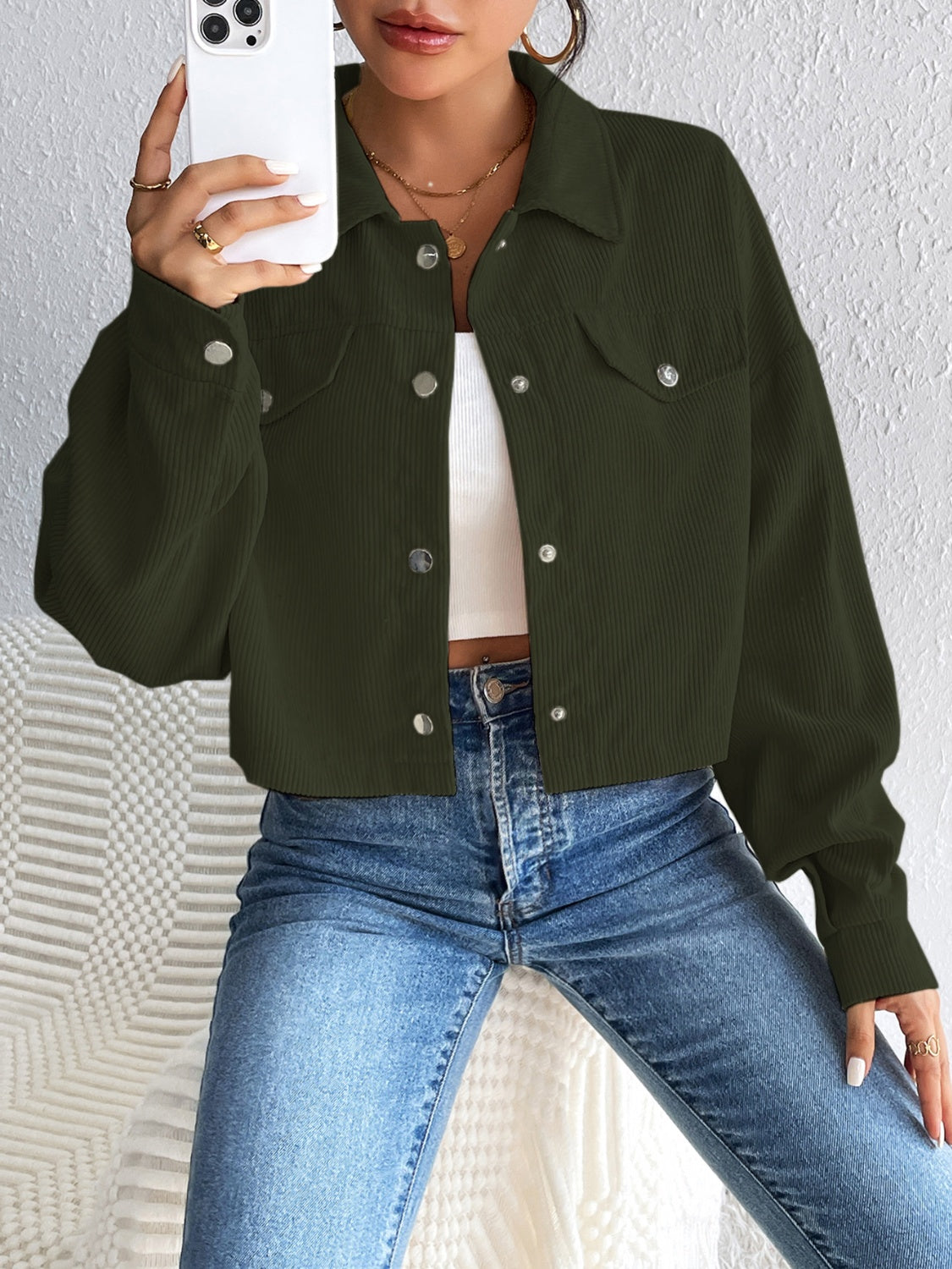 Honey Snap Down Long Sleeve Jacket 