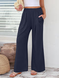 Elastic Waist Wide Leg Pants Pants