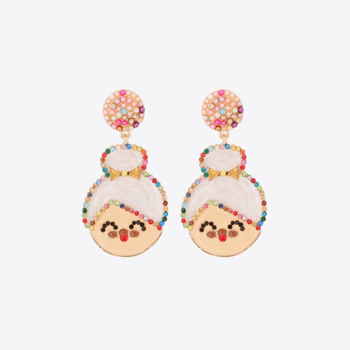 Rhinestone Alloy Mrs. Claus Earrings 