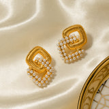 18K Gold-Plated Stainless Steel Square Earrings 