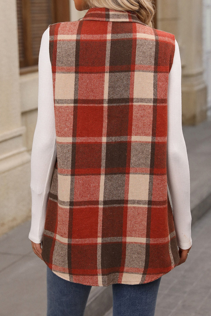Plaid Button Up Vest Coat 