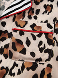 Leopard and Striped Trim Shirt and Pants Set Lingerie & Nightwear