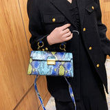 PU Leather Snakeskin Print Crossbody Bag 