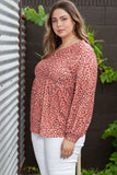Plus Size Leopard Long Sleeve T-Shirt 