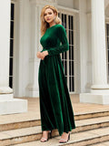 Tie Front Round Neck Long Sleeve Maxi Dress Dresses