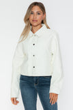 Snobbish Snap Down Long Sleeve PU Leather Jacket 