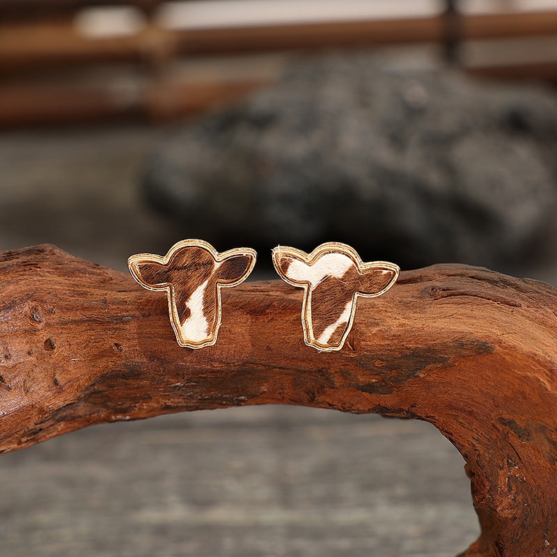 Bull Head Alloy Stud Earrings 