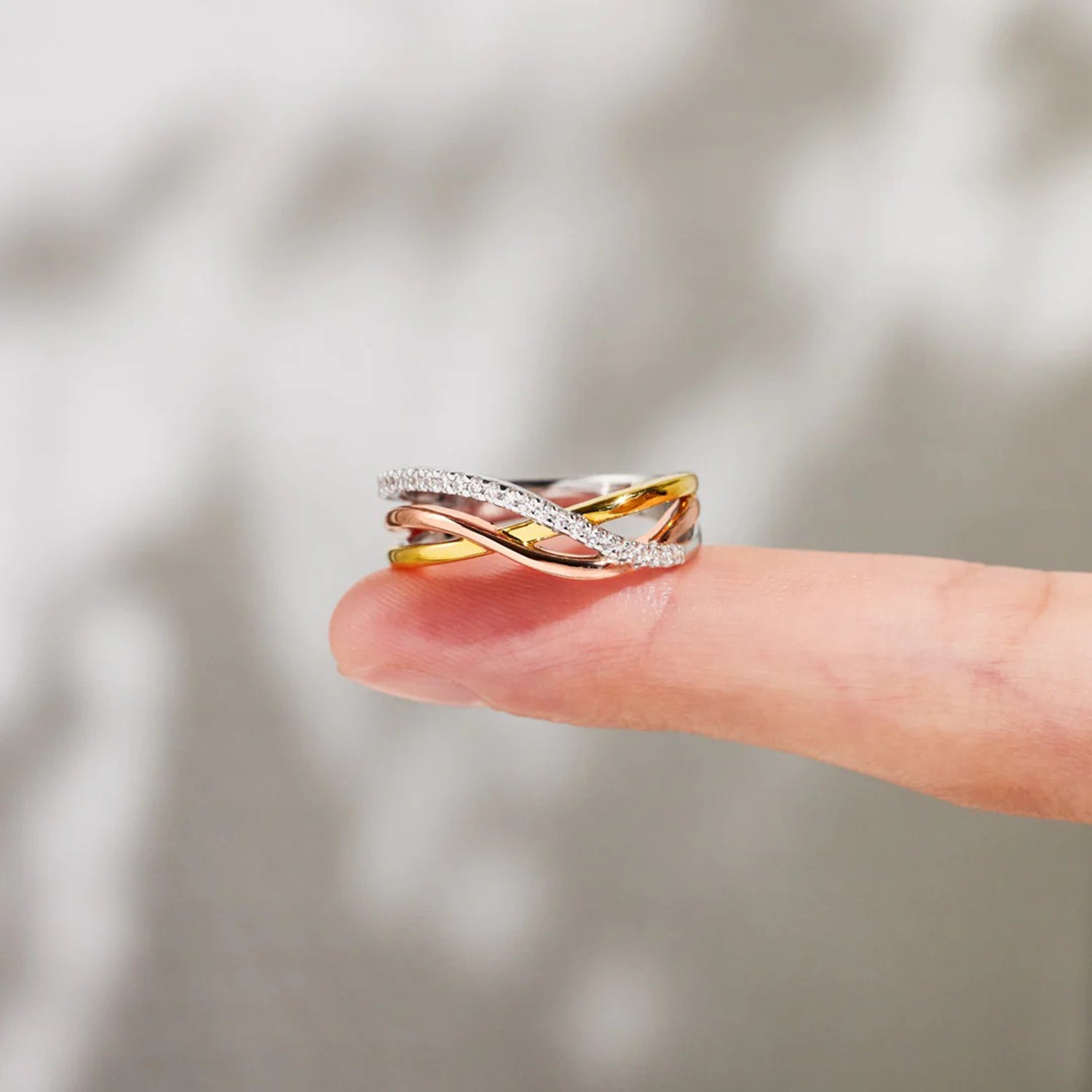 Crisscross Gold-Plated 925 Sterling Silver Ring 