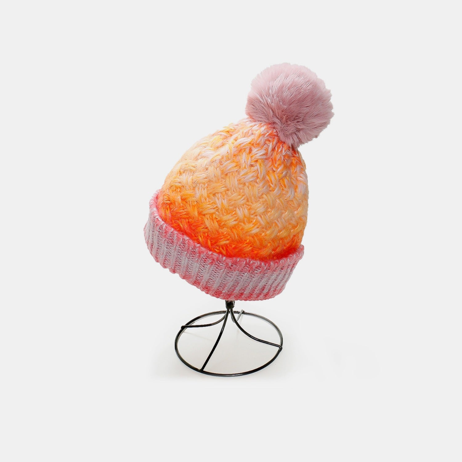 Gradient Knit Hat with Pompom 