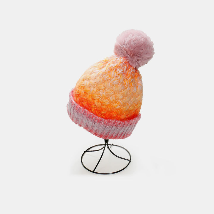 Gradient Knit Hat with Pompom 