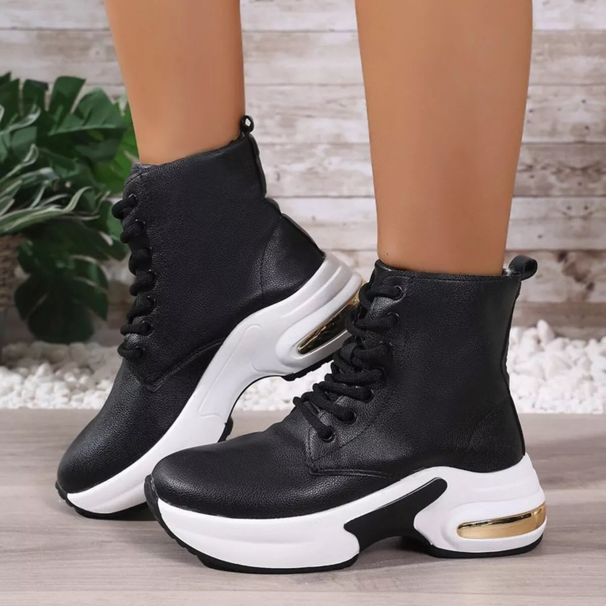 Lace Up Platform Ankle Boots 