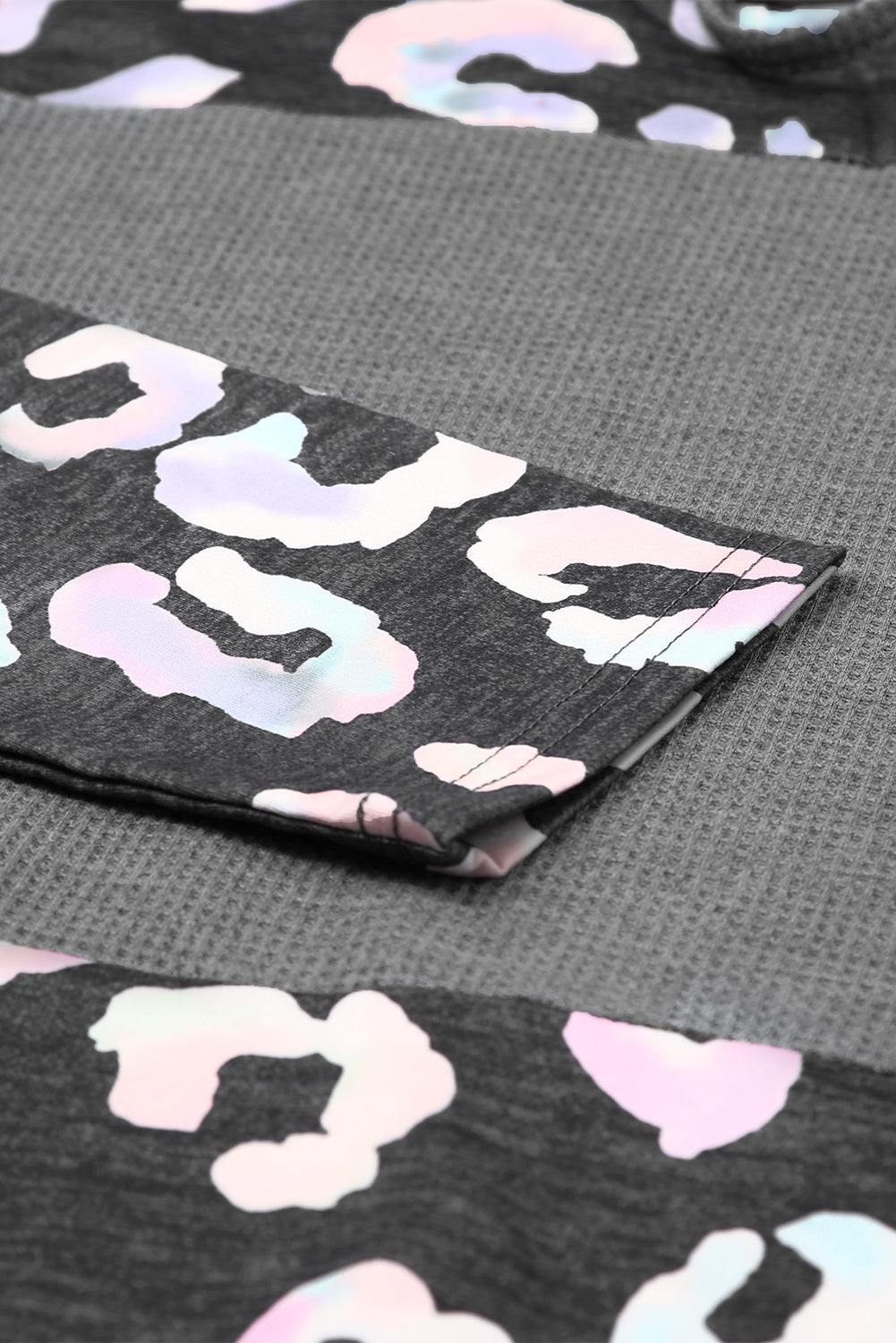 Plus Size Leopard Dropped Shoulder Long Sleeve Hoodie 