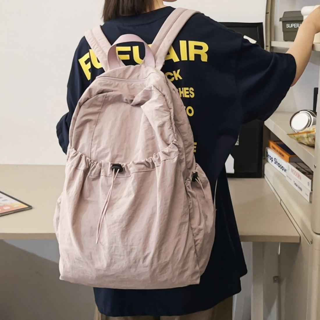 Drawstring Nylon Backpack Bag 