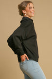 Umgee Johnny Collar Dropped Shoulder Sweatshirt 