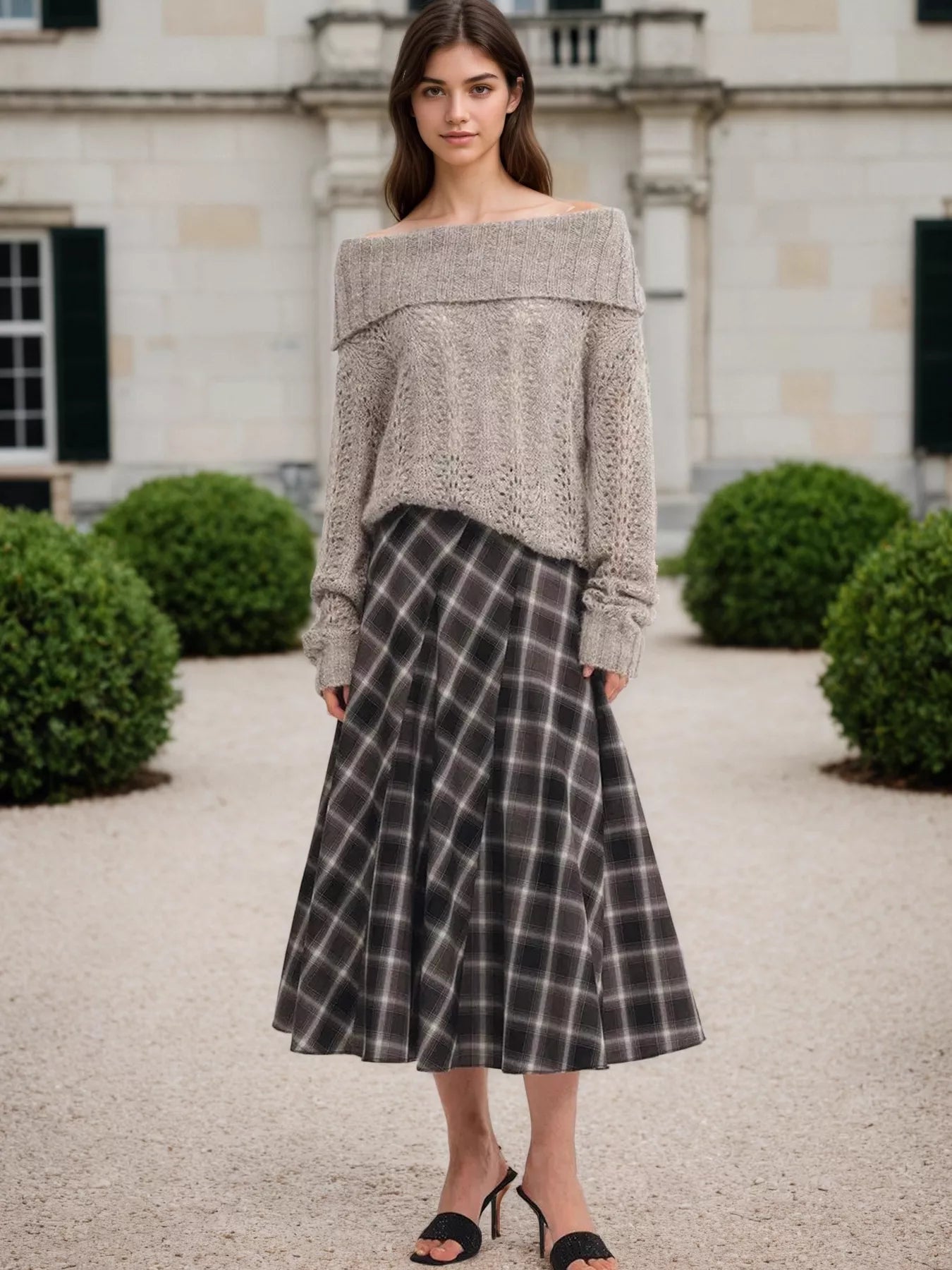 Plaid Midi Skirt 