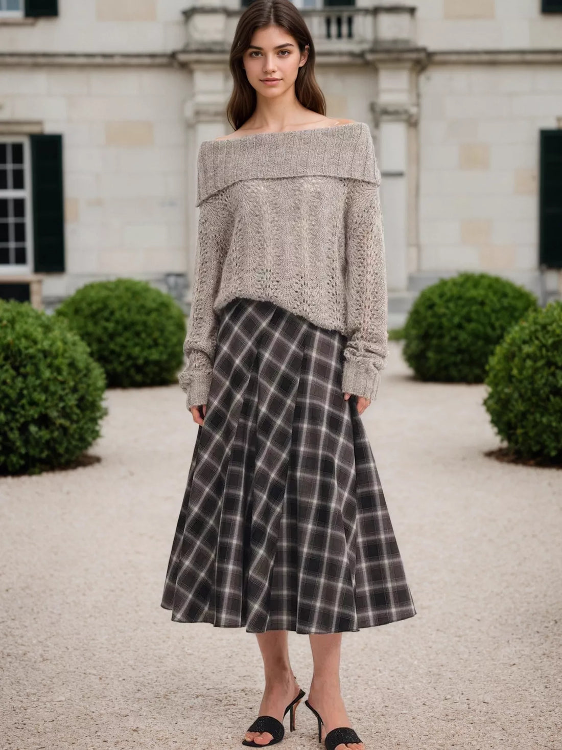 Plaid Midi Skirt 