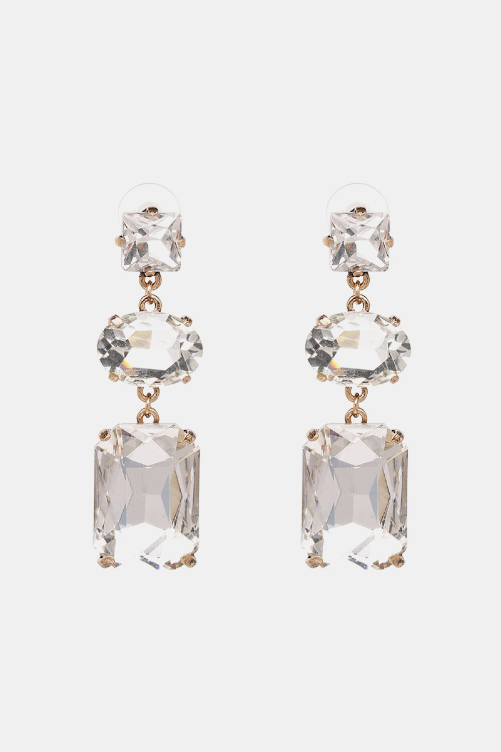 Geometrical Shape Glass Dangle Earrings 
