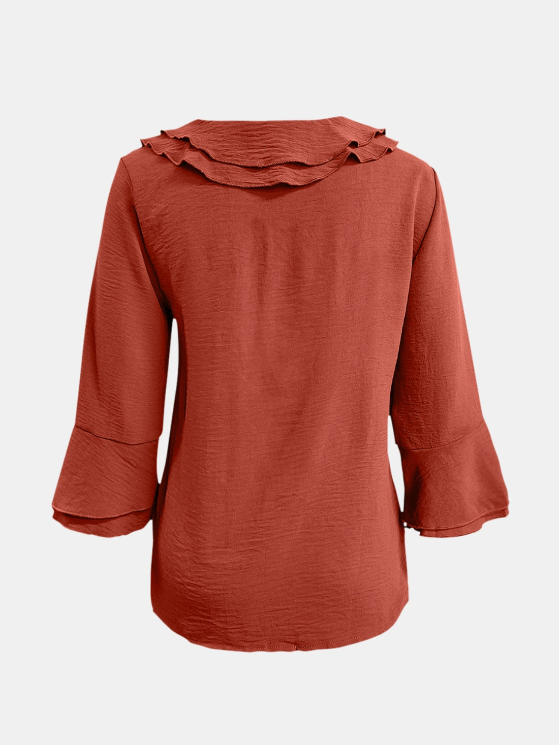 Full Size Ruffled V-Neck Flounce Sleeve Blouse 