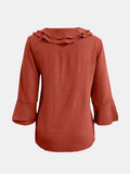 Full Size Ruffled V-Neck Flounce Sleeve Blouse 