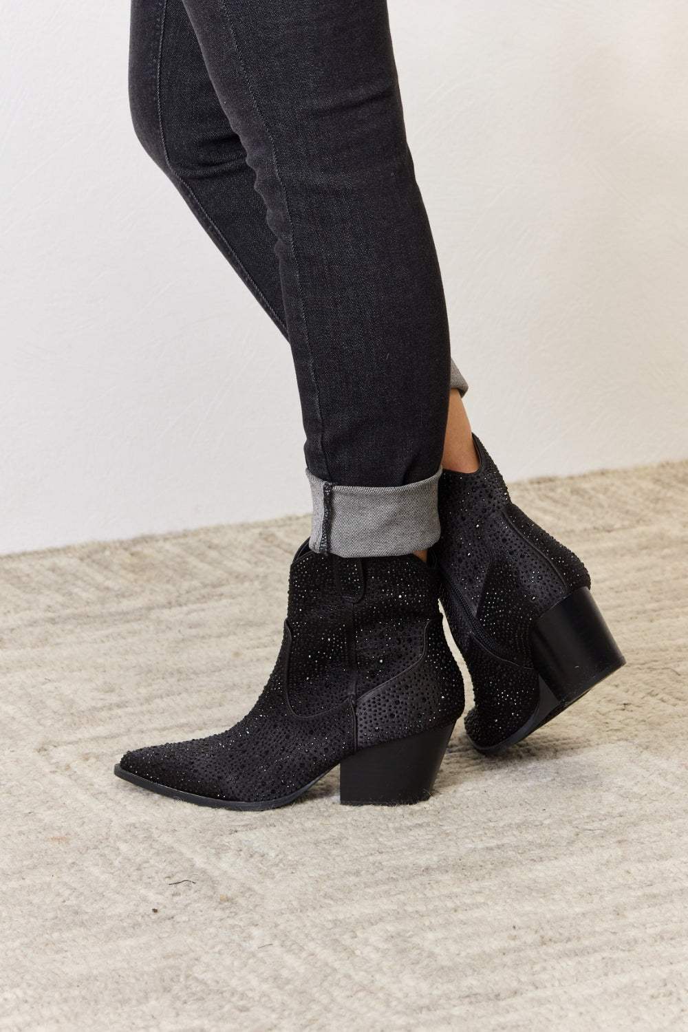 East Lion Corp Rhinestone Ankle Cowboy Boots 