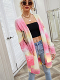 Angel Wings Full Size Pocketed Open Front Gradient Cardigan 